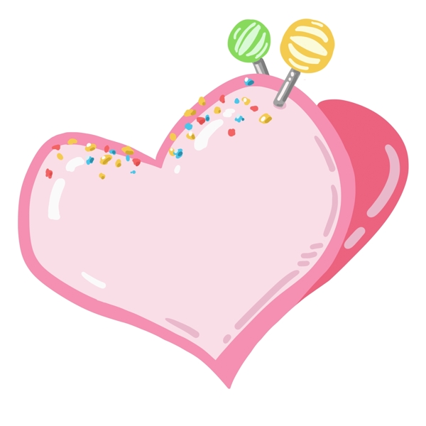 粉色爱心棒棒糖边框