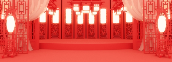 全原创红色新年中国风猜灯谜古风创意背景