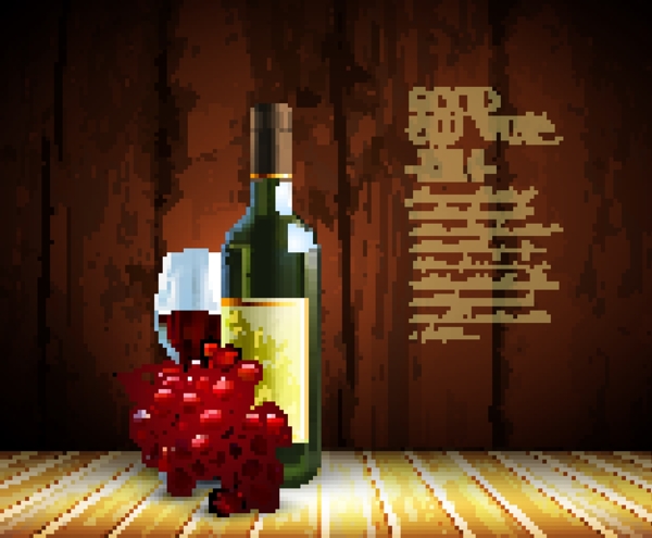 饮品葡萄酒木板葡萄木纹