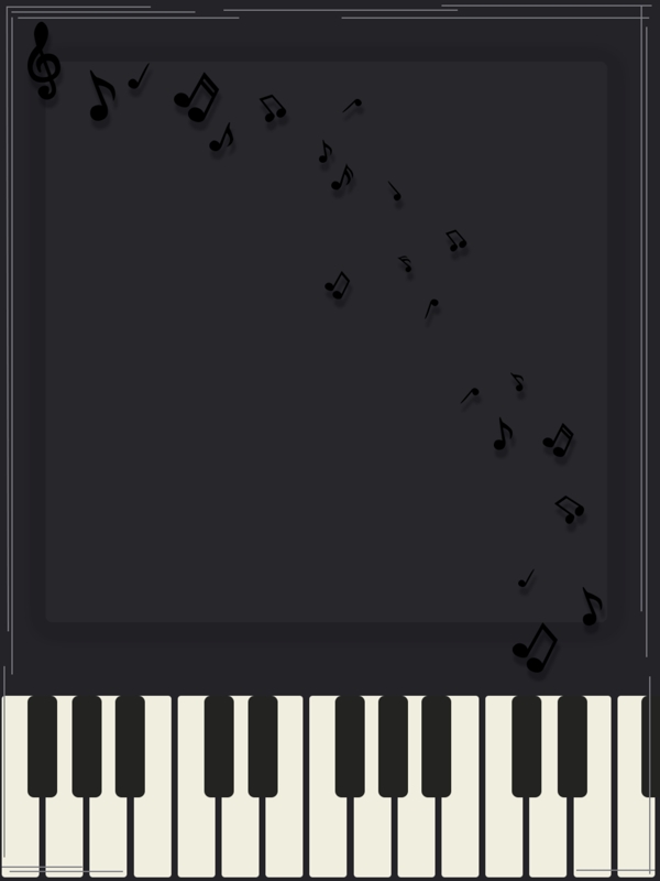 纯原创钢琴琴键简约音符黑色边框背景