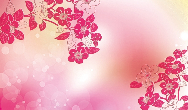 粉色欧式花朵梦幻背景墙