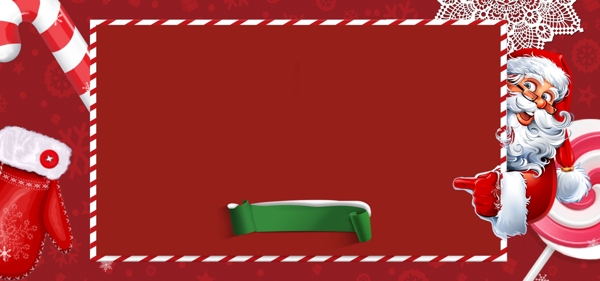 圣诞节红色卡通圣诞老人卡片banner