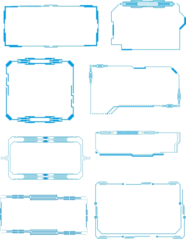 蓝色科技边框可商用元素