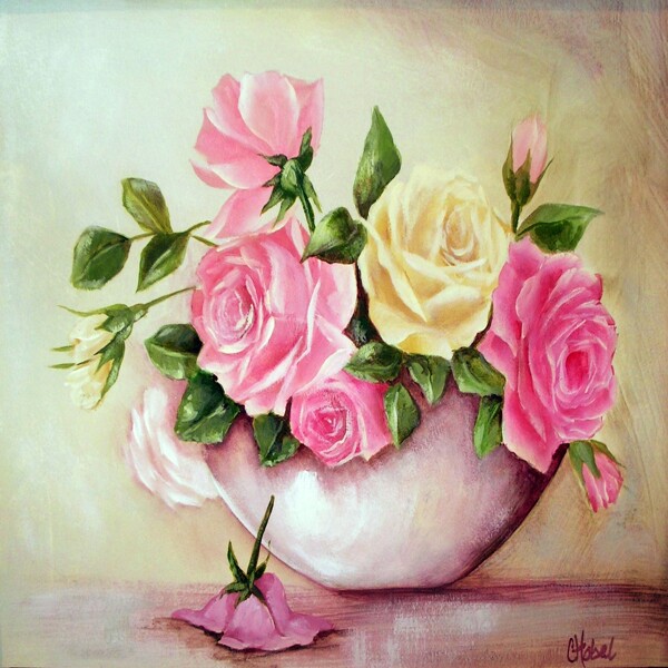 欧式花瓶北欧风格玫瑰装饰画