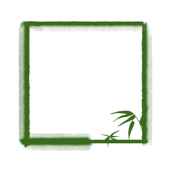 水墨绿色竹子边框