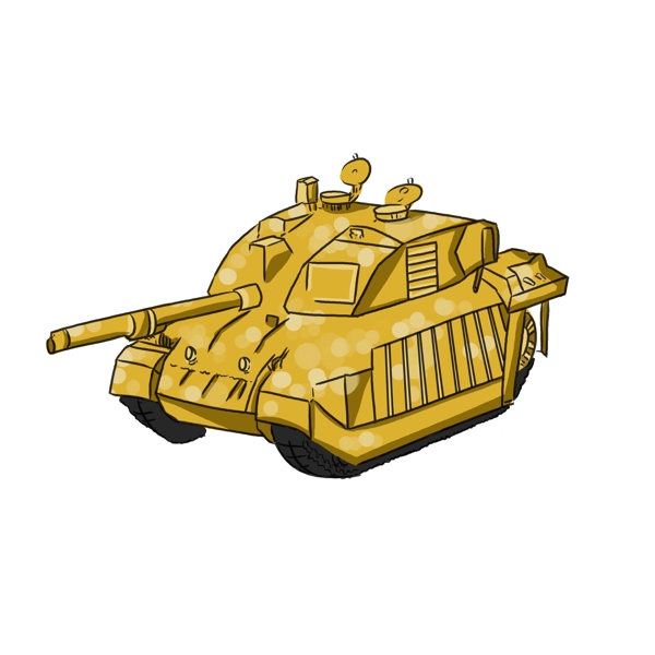 手绘黄色的坦克插画