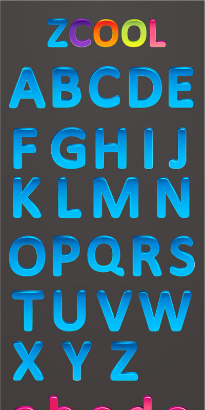 色立体的英文字母和数字矢量素材