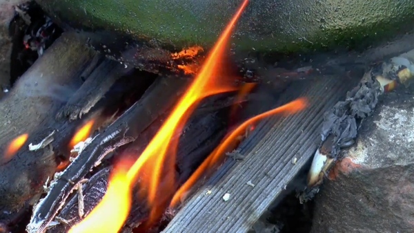 柴火火焰燃烧的视频