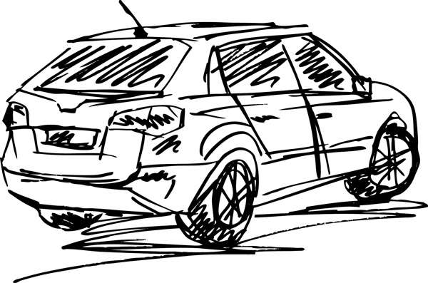 一种汽车矢量插画草图