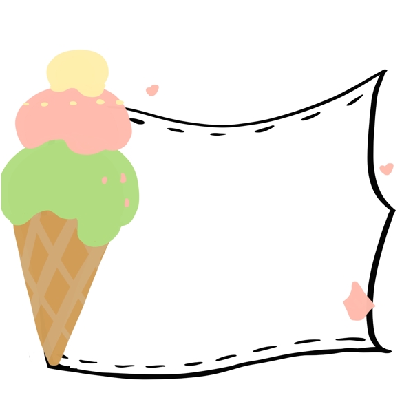 黑色边框手绘冰淇淋元素