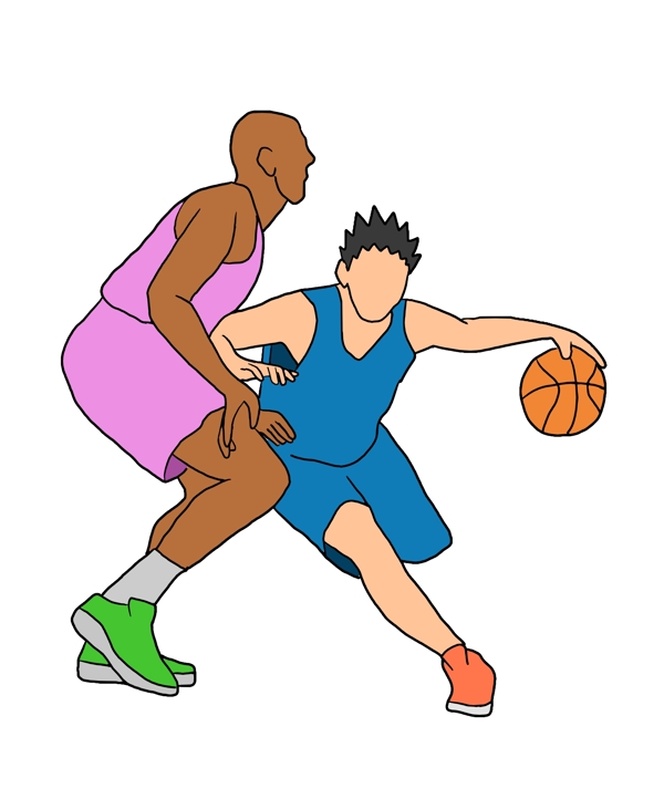 打篮球的运动员卡通插画