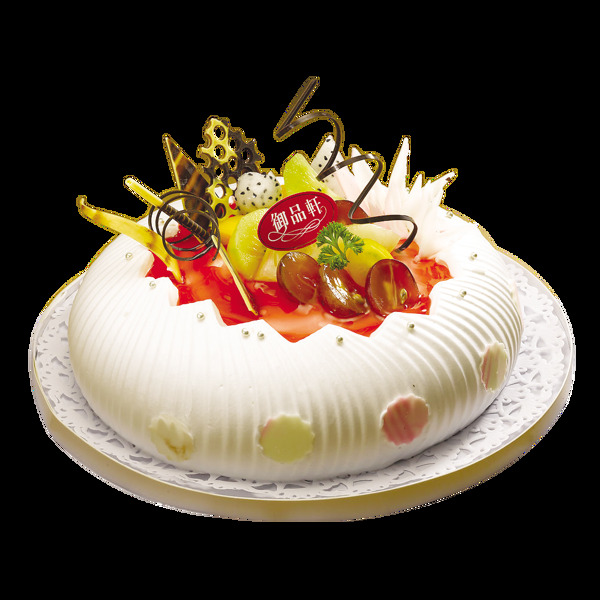 白色圆形水果味生日蛋糕
