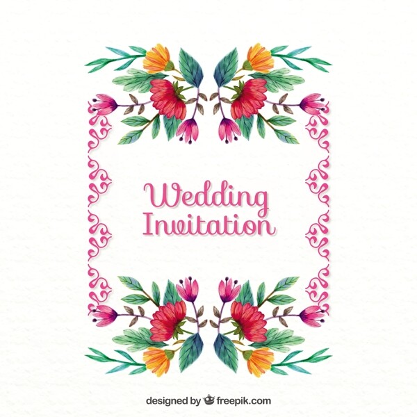 优雅的婚礼卡片水彩花卉细节