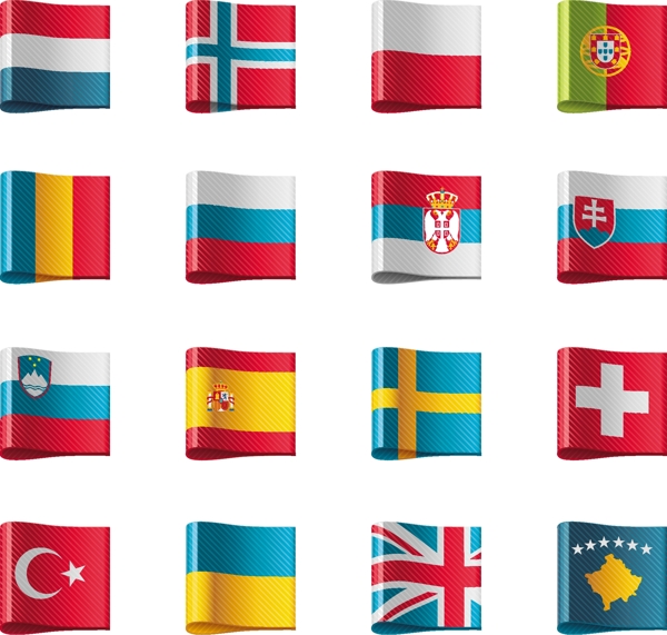 世界各国国旗标签矢量素材3
