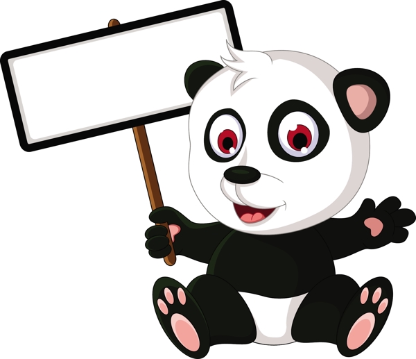 卡通熊猫空白公告栏图片