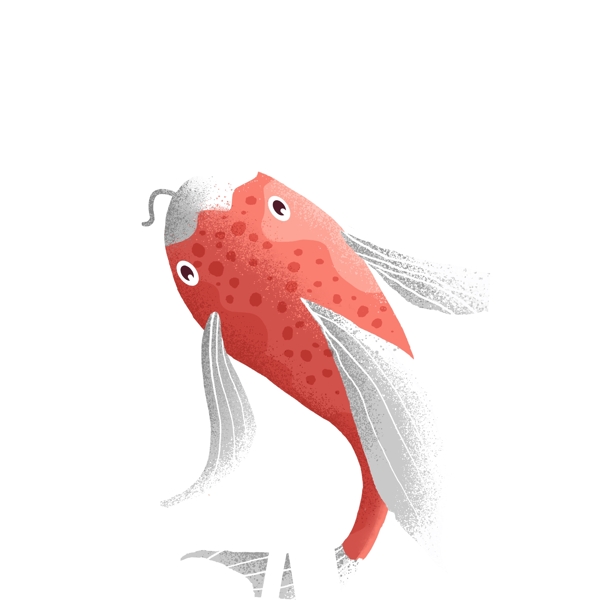 手绘卡通红鲤鱼图案元素