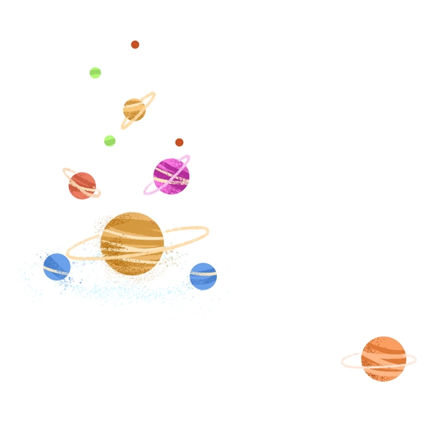 卡通彩色的糖果星球漂浮点缀背景免抠图