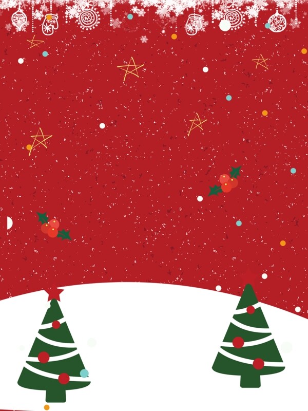 红色创意手绘圣诞树广告背景