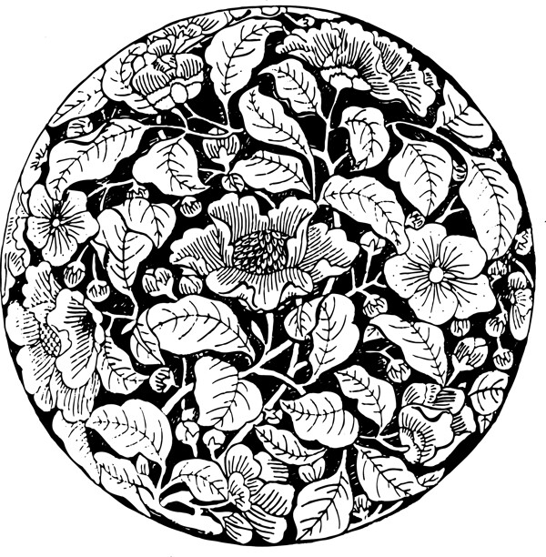 圆形图案花卉系列吉祥纹样茶花图片