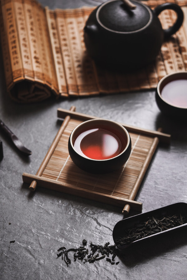 红茶复古茶具背景海报素材图片