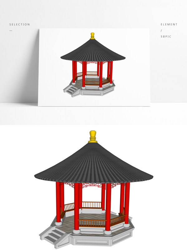 古典中式攒尖亭SU模型