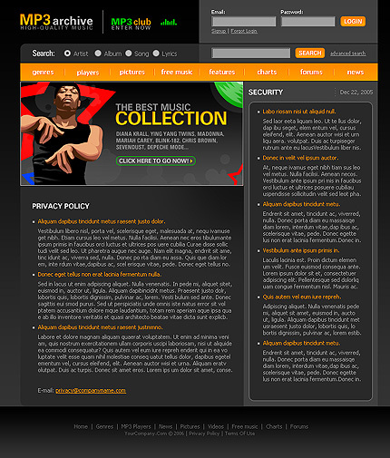 mp3音乐网站模板图片