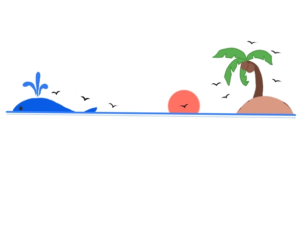 鲸鱼椰树分割线插画