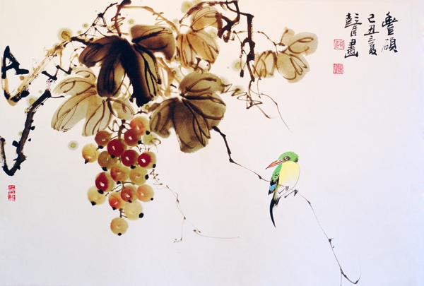 中国国画葡萄图片