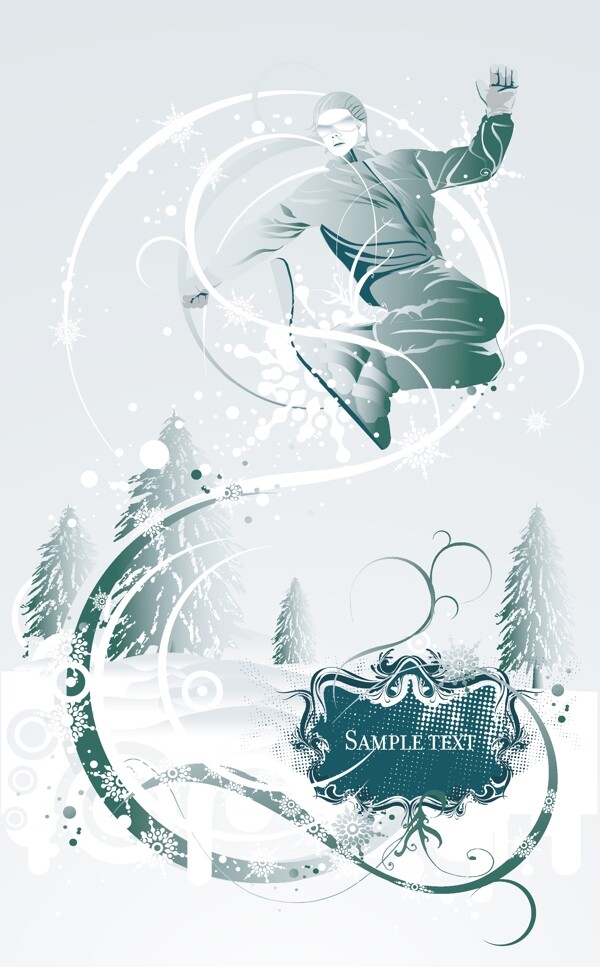 冬季滑雪运动人物
