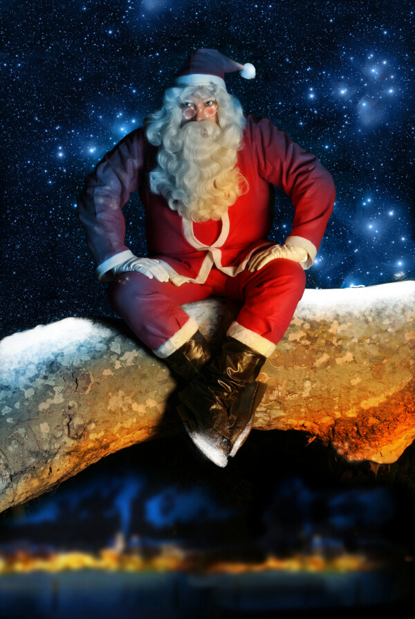 树上的圣诞老人图片