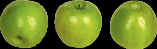 三只绿苹果图片免抠png透明图层素材