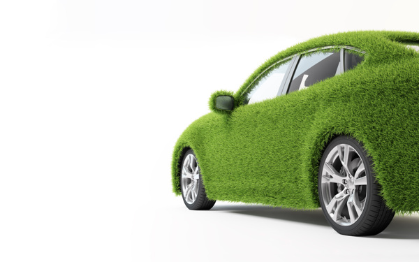 覆盖绿草的汽车图片