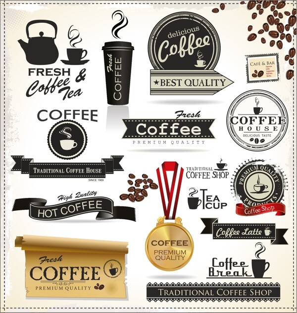 咖啡主题元素矢量素材图片