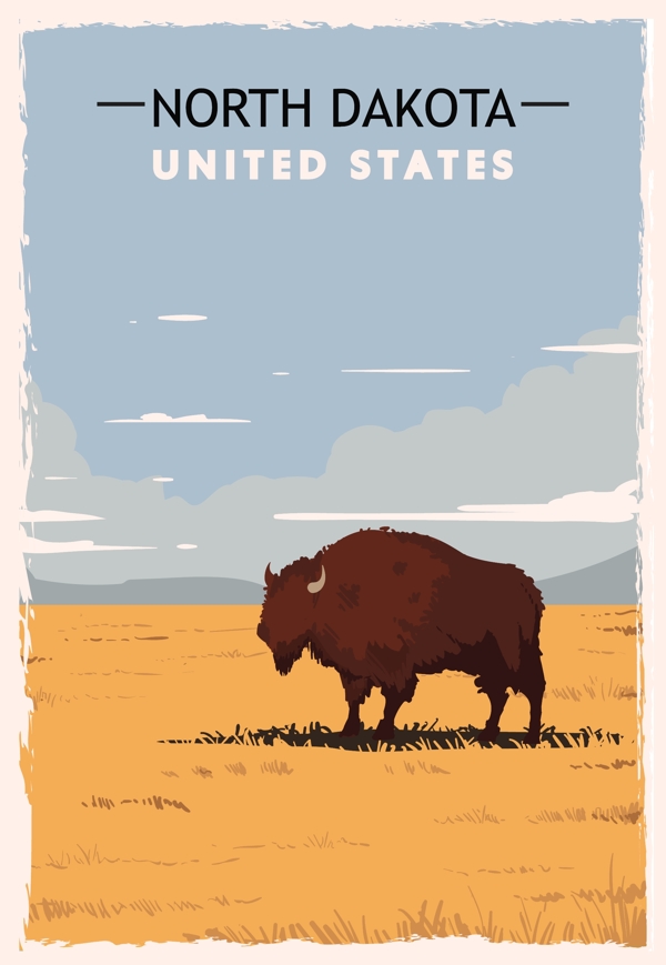 美国西部自然风景插画