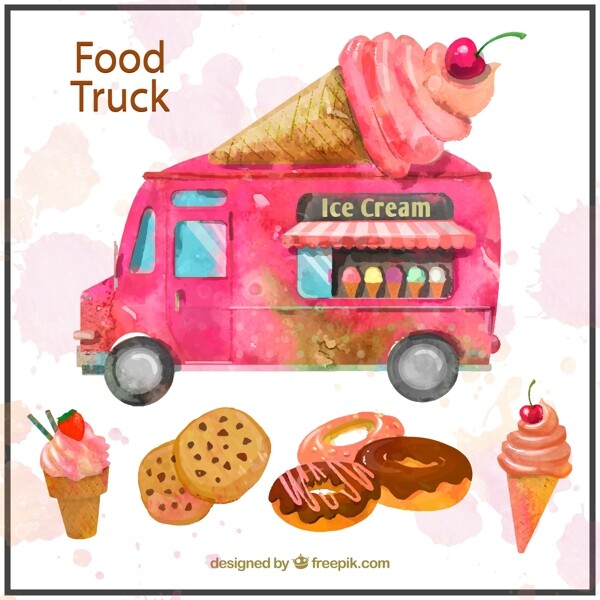 冰淇淋车和甜品图片