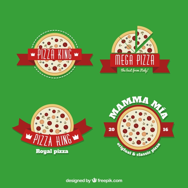 创意披萨标签矢量