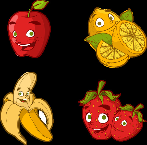 卡通水果表情图标免抠png透明图层素材