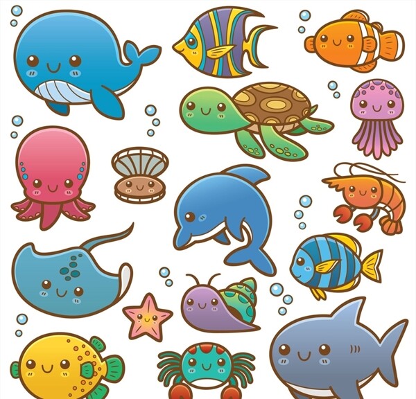 矢量卡通海洋动物图片