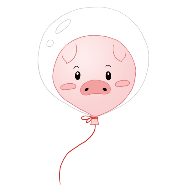 手绘简笔画小猪气球可商用