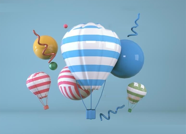 C4D简约大气热气球装饰元素图片