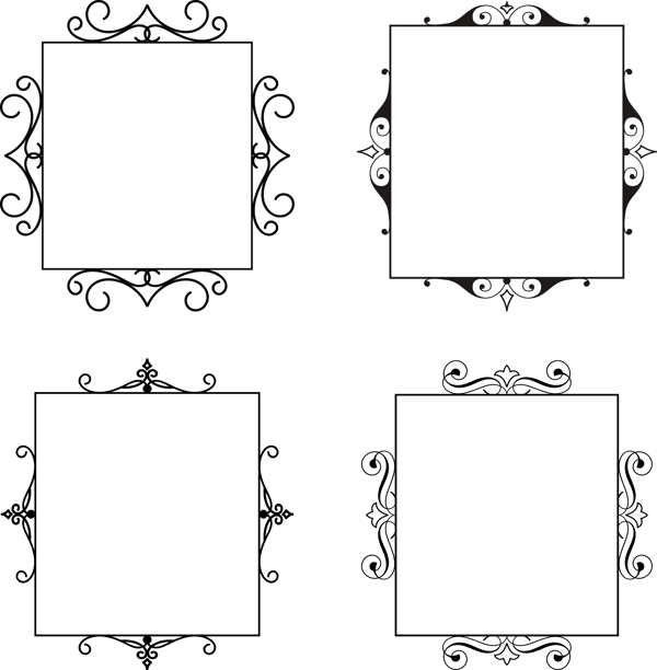 手绘简约方形装饰花边边框矢量素材
