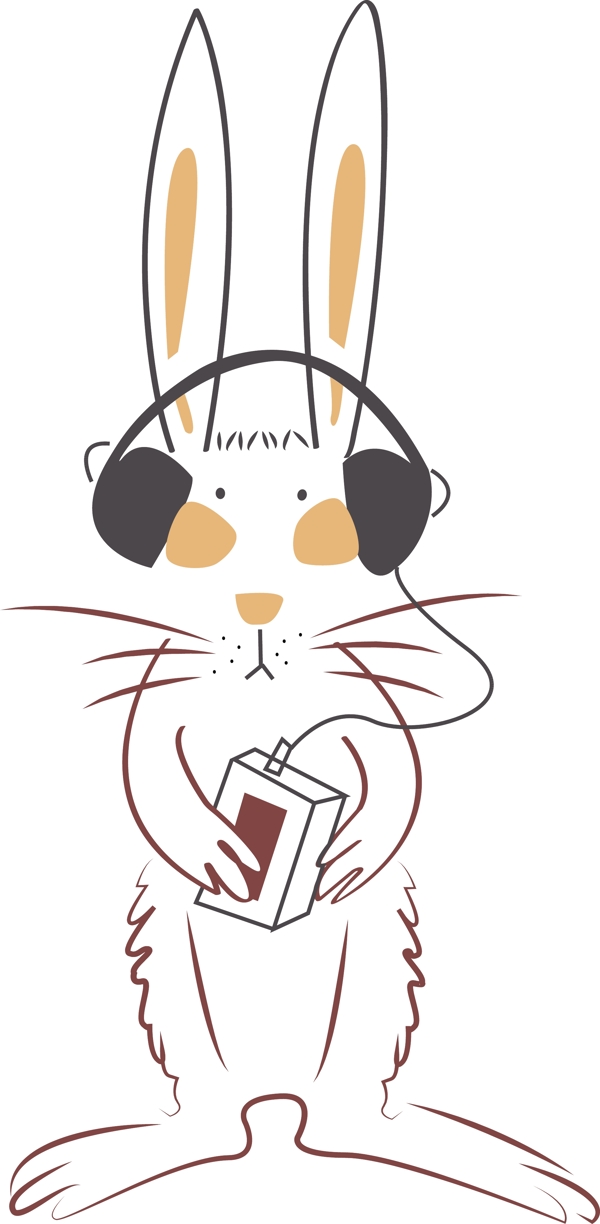 兔子与耳机动物图案