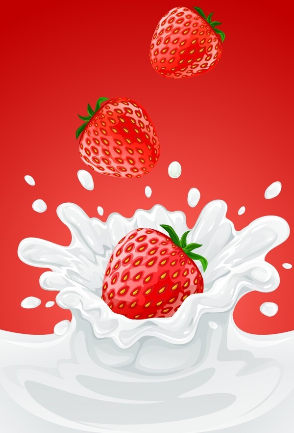 矢量图片草莓与牛奶