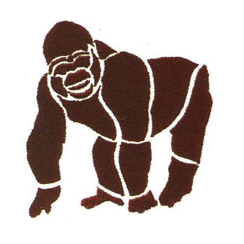 绣花动物色彩单色棕色猩猩免费素材
