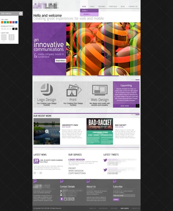 紫色科技抽象创意网站首页设计企业站