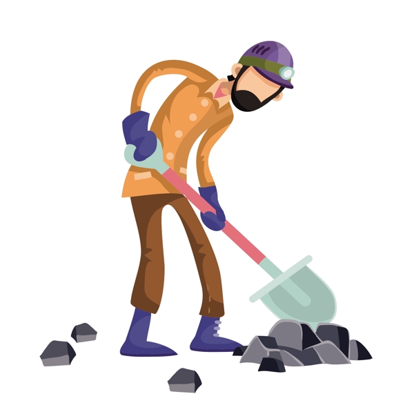 卡通挖煤的工人矢量素材