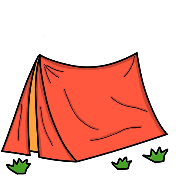 手绘卡通帐篷野外露营