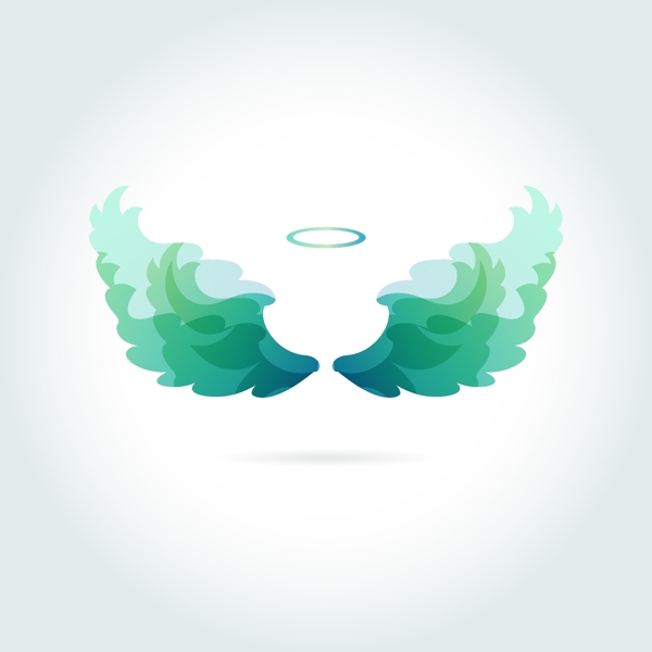 绿色天使光环和翅膀