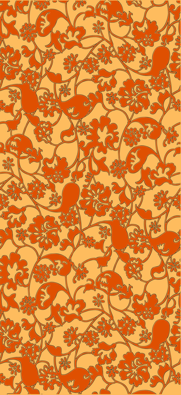 橙色华丽花纹纹样设计