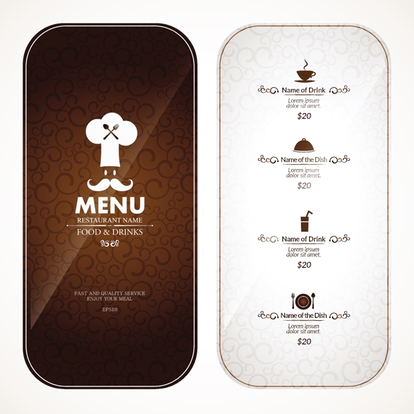 餐厅菜单设计与封面矢量素材